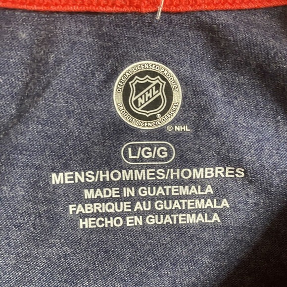 NHL Columbus Blue Jackets Logo Ringer Tee Men’s L Blue Soft Hockey CBJ NWT - Picture 4 of 9